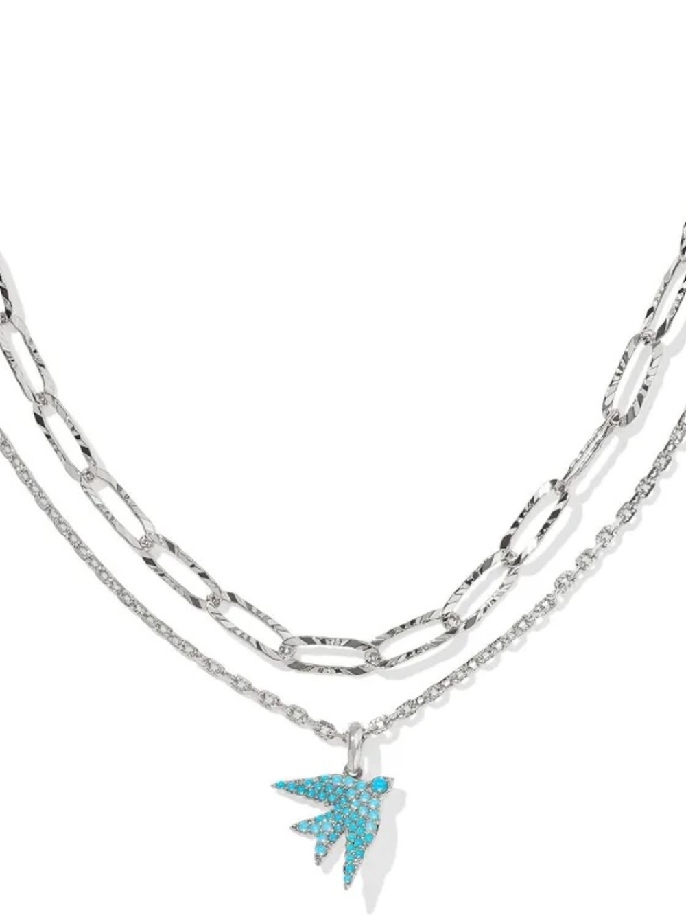 Kendra Scott Silver Chain Necklace with Turquoise Bird Charm - Picture 2 of 5